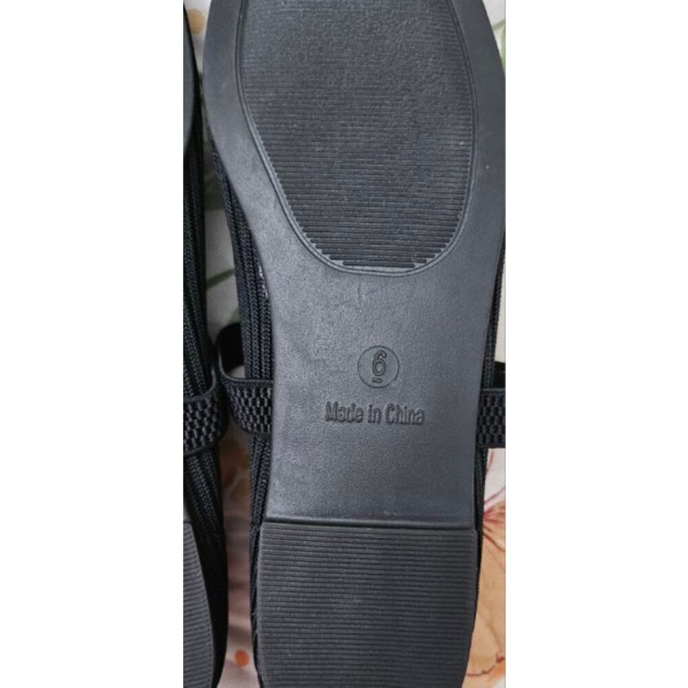 Ck. MSRP $46 NWOB CELNEPHO BLACK RIBBED KNIT SQUARE TOE MARY JANE FLATS ♡SIZE 6♡ - Picture 9 of 9